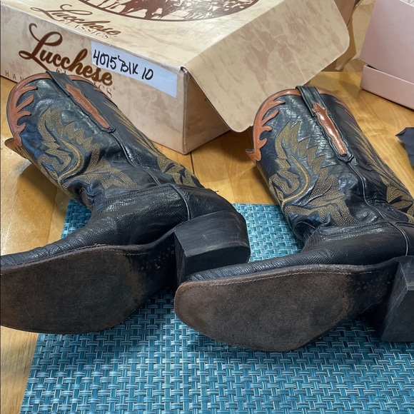 Lucchese Black and Brown Western Boots - Picture 4 of 9